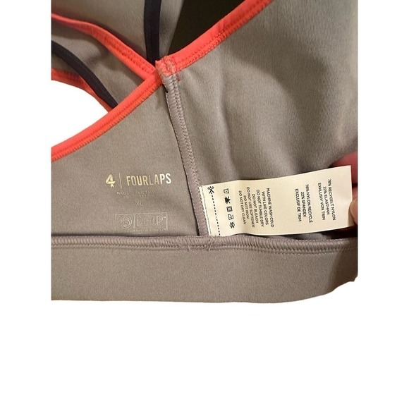 Fourlaps Women's Vitality Sports Bra Silver Workout Fitness Strappy Size XL NWT - Picture 5 of 5